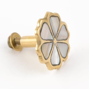 Mother of Pearl and Brass Cabinet Knobs