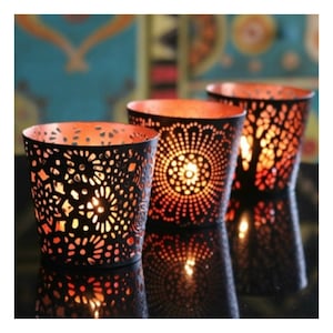 Set of 3 Metal Tealight Candle Holders