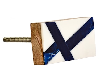 Blue and White Resin Cabinet Knob