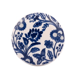 Blue Floral Ceramic Cabinet Knob