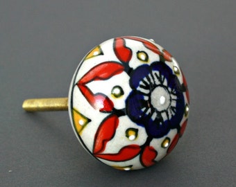 Round Embossed Ceramic Cabinet Knob