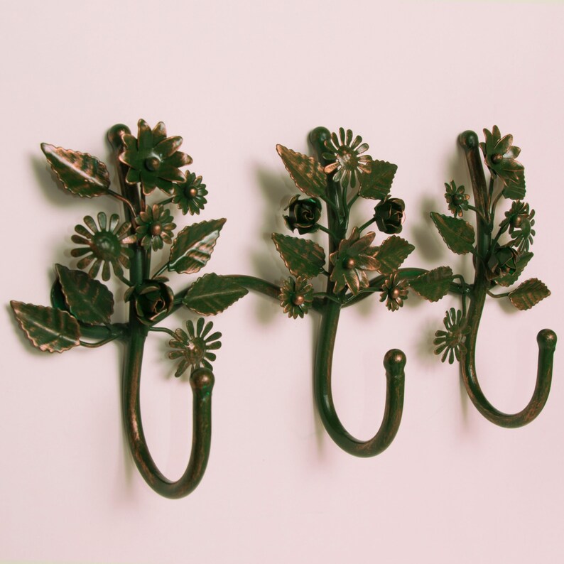 Floral Wall Hook Rack Etsy