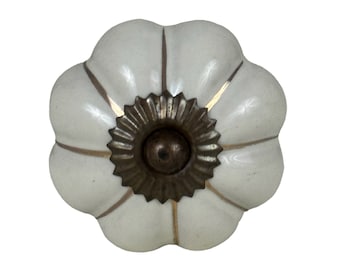 Ceramic Cabinet Knob with Gold Lines