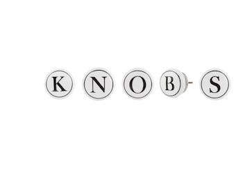 Black Letter A to Z Alphabet Ceramic Cabinet Knobs