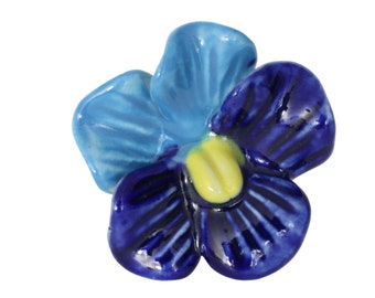 Blue and Turquoise Ceramic Flower Knob