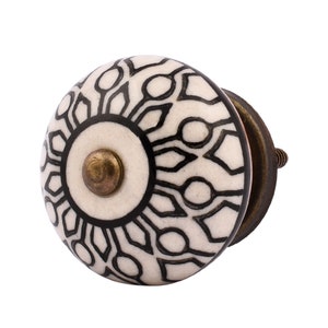 Black White Ceramic Knob