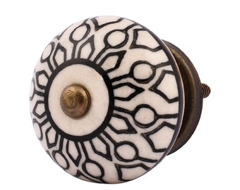 Black White Ceramic Knob