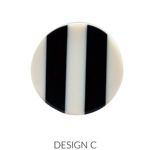 Round Black & White Resin Cabinet Knob