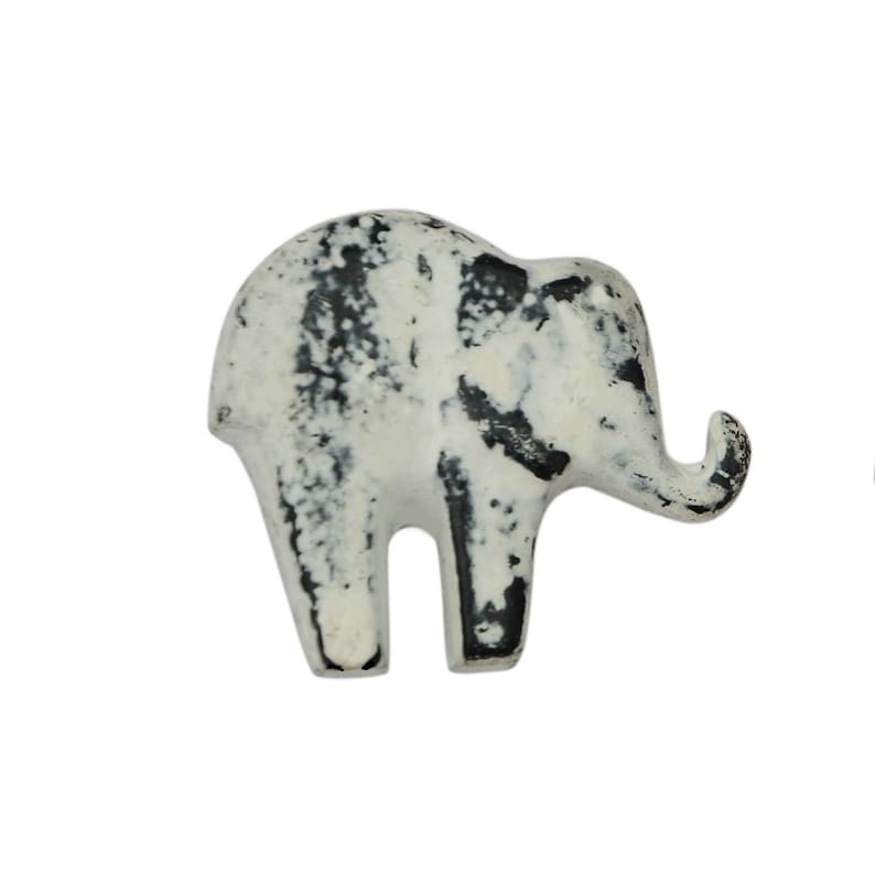 Cast Iron Elephant Cabinet Knob White