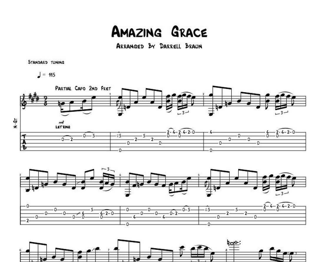 Amazing grace classical guitar outlet