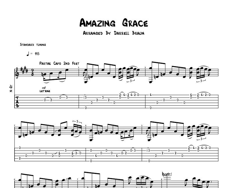 Amazing Grace Celtic Acoustic Guitar Sheet Music Etsy