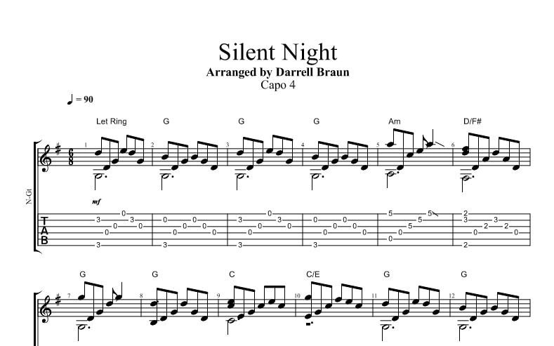 silent night guitar music