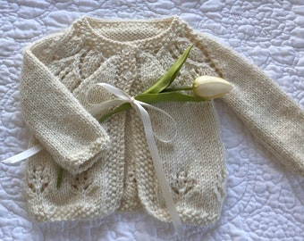 Hand Knit Merino Wool/Baby Alpaca Blend Baby Cardigan