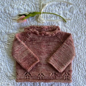 Hand Knit Washable Merino Pullover Baby Sweater Size 3-6 Months