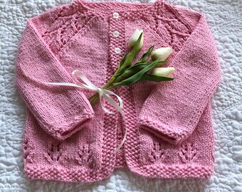 Available for Custom Order: Hand Knit Organic Cotton Baby/Toddler Cardigan
