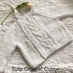 Available for Custom Order: Hand Knit Organic Cotton Baby/Toddler Cardigan