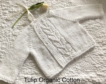 Available for Custom Order: Hand Knit Organic Cotton Baby/Toddler Cardigan