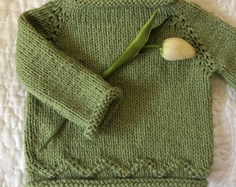 Available for Custom Order: Hand Knit Organic Cotton Baby/Toddler Sweater