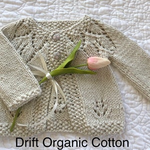 Available for Custom Order: Hand Knit Organic Cotton Baby/Toddler Cardigan