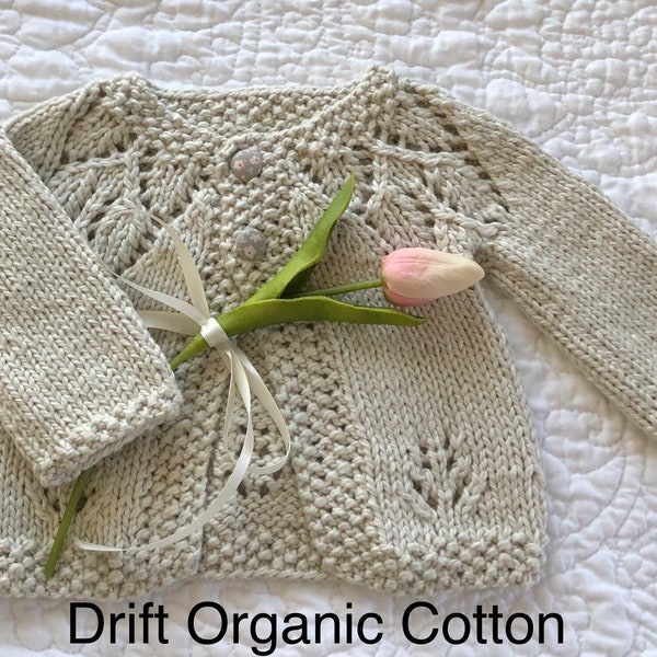 Available for Custom Order: Hand Knit Organic Cotton Baby/Toddler Cardigan