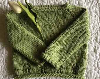 Available for Custom Order: Hand Knit Organic Cotton Baby/Toddler Sweater