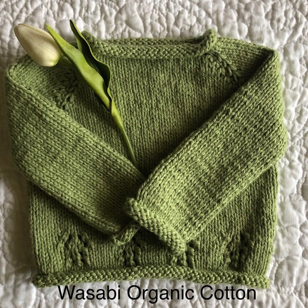 Available for Custom Order: Hand Knit Organic Cotton Baby/Toddler Sweater