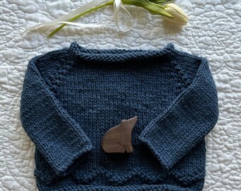 Hand Knit Organic Cotton Pullover Baby Sweater