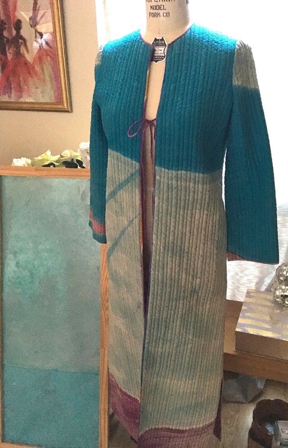 Mary McFadden Designer Long Quilted Silk Evening C