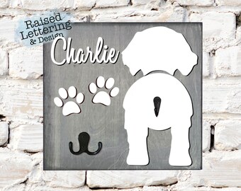 wooden dog leash holder etsy