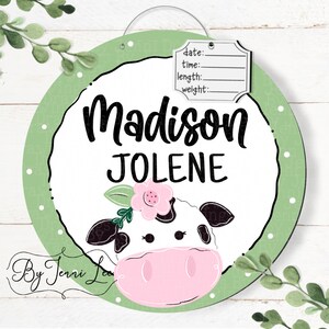 Cow Hospital Birth Announcement Door Hanger, Cow Nursery Name Sign, Birth Stats Sign, Barn Hospital Door Wreath, Birth Announcement Sign