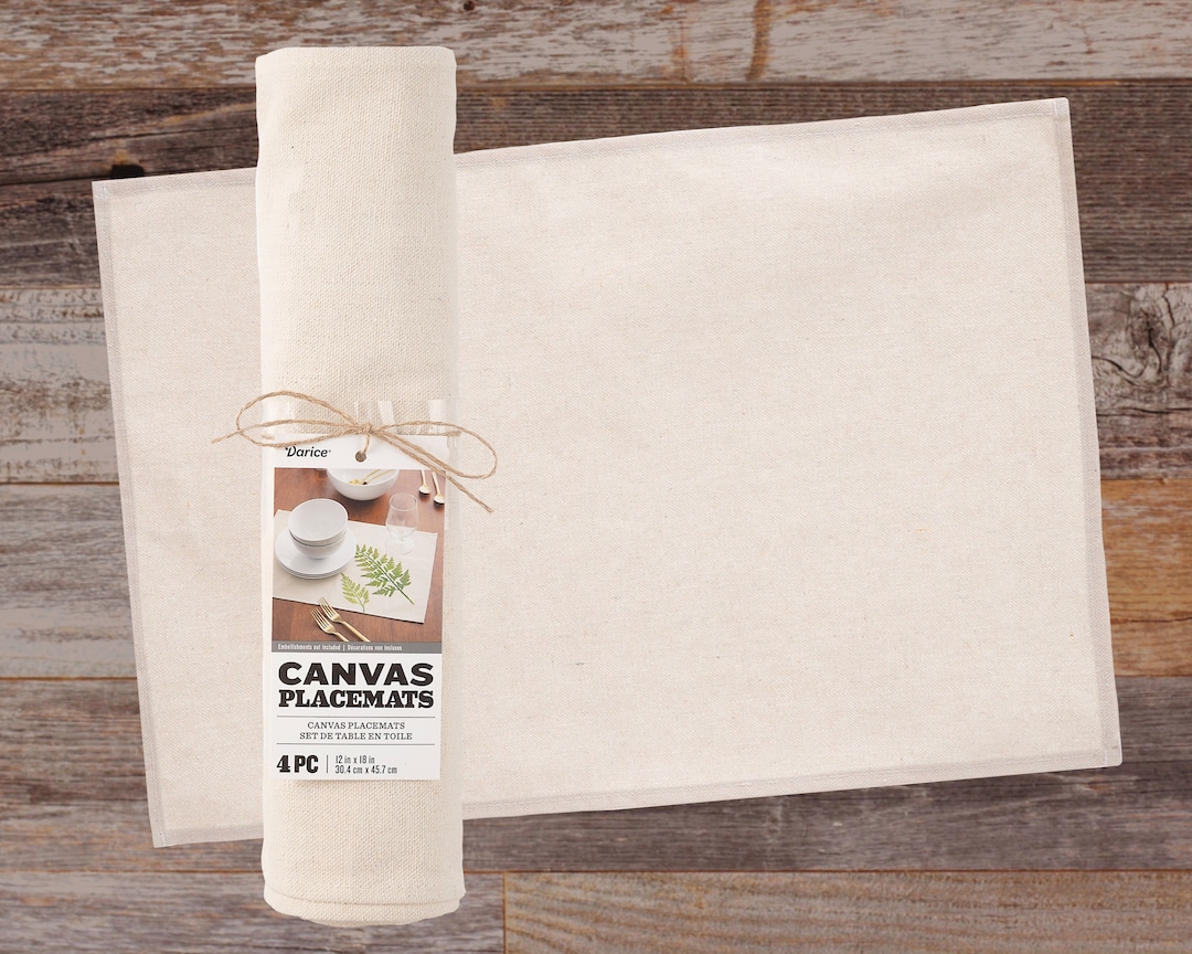 Natural Canvas Placemat Set of 4, Darice Blank Placemat Set, Farmhouse