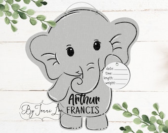 Boy Elephant Door Hanger, Hospital Birth Announcement Door Hanger, Baby Neutral Birth Announcement Wreath Sign, Door Hanger Minis