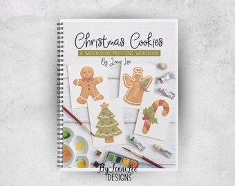 Christmas Cookies Watercolor Painting Workbook, 12 Ready to Paint Illustrations, ISBN: 9781968591267