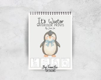 It's Winter Watercolor Coloring Book, 12 Ready to Paint Illustrations