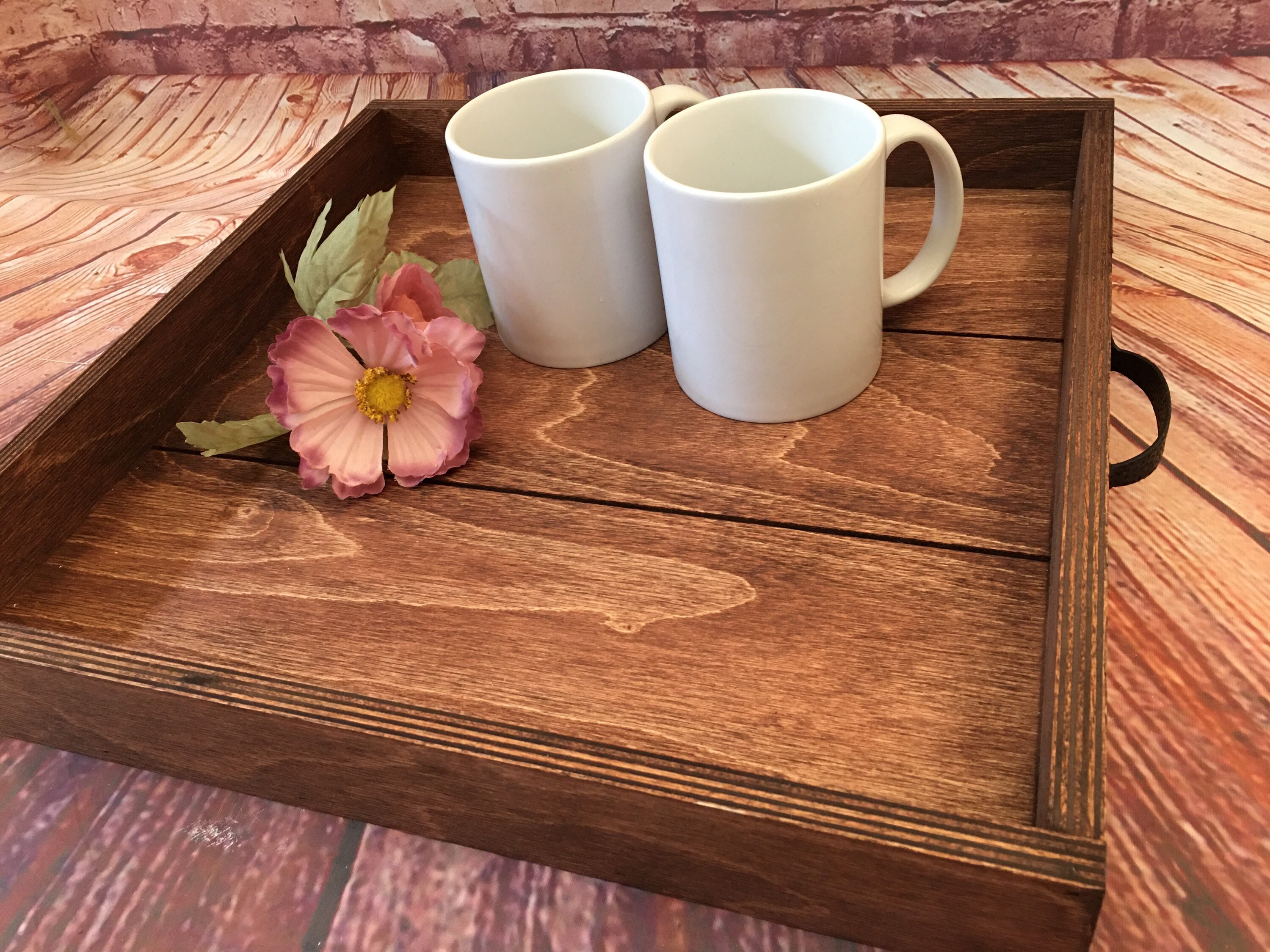 Square Wood Serving Tray Ottoman Breakfast or Coffee Tray Etsy