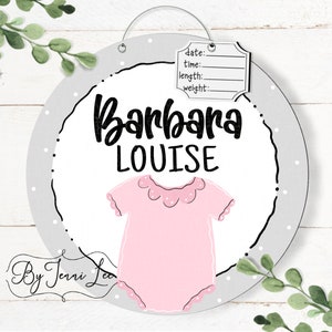 Baby Girl Door Hanger, Baby Girl Hospital Birth Announcement Door Hanger, Birth Announcement Sign, Door Hanger Wooden Sign