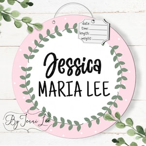 Baby Girl Hospital Door Hanger, Floral Nursery Birth Announcement, Birth Stats Sign, Newborn Name Sign, Personalized Birth Announcement