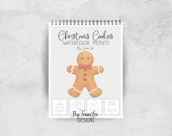 Christmas Cookies Watercolor Coloring Book, 12 Ready to Paint Illustrations
