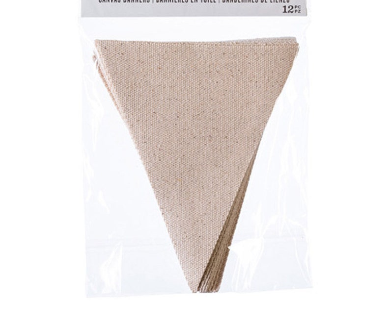 Farmhouse D\u00e9cor DIY Home Blank Canvas Banner Bunting Blank Canvas Mantel Garland 12 Pcs Darice Natural Canvas Banner Flags Wedding
