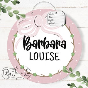 Baby Girl Hospital Door Hanger, Birth Announcement