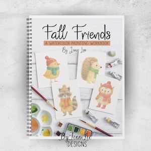 Fall Friends Watercolor Painting Workbook, 12 Ready to Paint Illustrations, ISBN: 9781968591168