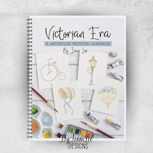 Victorian Era Watercolor Painting Workbook, 12 Ready to Paint Illustrations, ISBN: 9781968591175