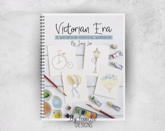 Victorian Era Watercolor Painting Workbook, 12 Ready to Paint Illustrations, ISBN: 9781968591175