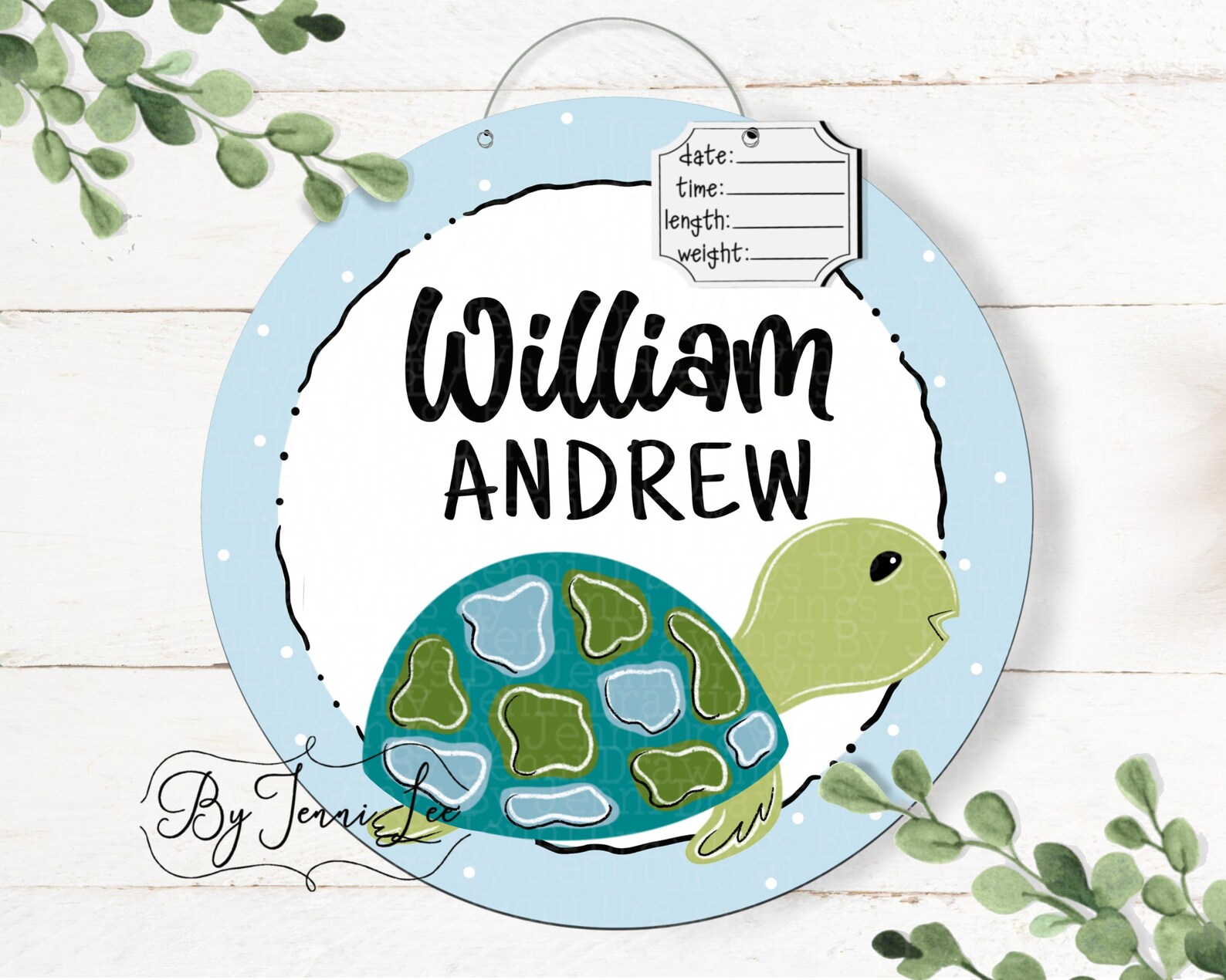 Turtle Hospital Birth Announcement Door Hanger, Sea Turtle Nursery Sign ...