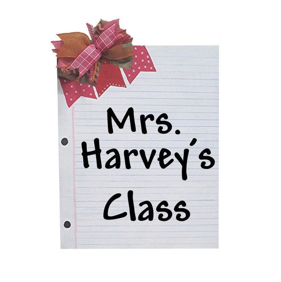 Personalized Teacher Classroom Wood Lined Paper Door Hanger Sign Teacher Appreciation Gift Fall Wreath Back To School Decoration P R