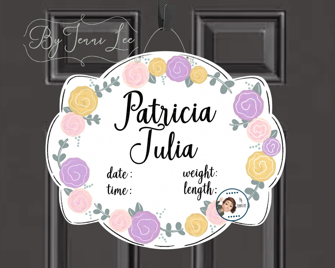 Floral Hospital Door Hanger Nursery Birth Announcement Etsy