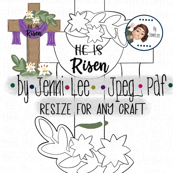 Easter Cross Door Hanger Template, Religious Easter Door Hanger Pattern, Easter Cross Stencil, DIY Paint Template, Wreath Sign Template