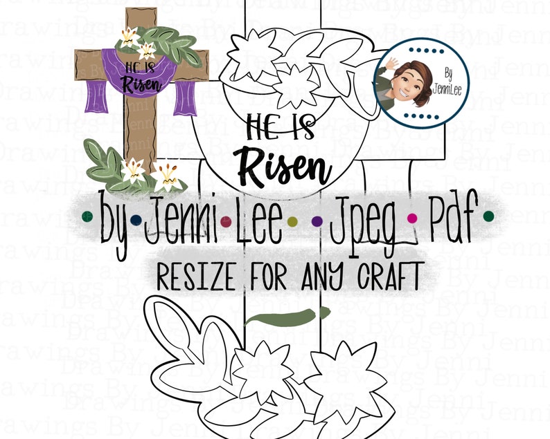 Easter Cross Door Hanger Template, Religious Easter Door Hanger Pattern, Easter Cross Stencil, DIY Paint Template, Wreath Sign Template imagen 1