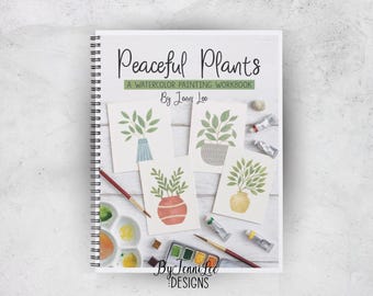 Peaceful Plants Watercolor Painting Workbook, 12 Ready to Paint Illustrations, ISBN: 9781968591229