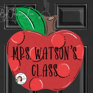 Teacher Door Sign, Apple Door Hanger, Back to School Door Sign, Classroom Teacher Gift, Back to School Wreath for Classroom, Classroom Sign